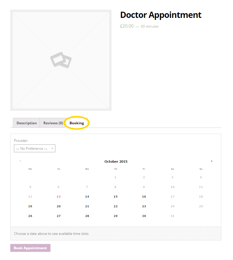 Appointment form moved into its own tab