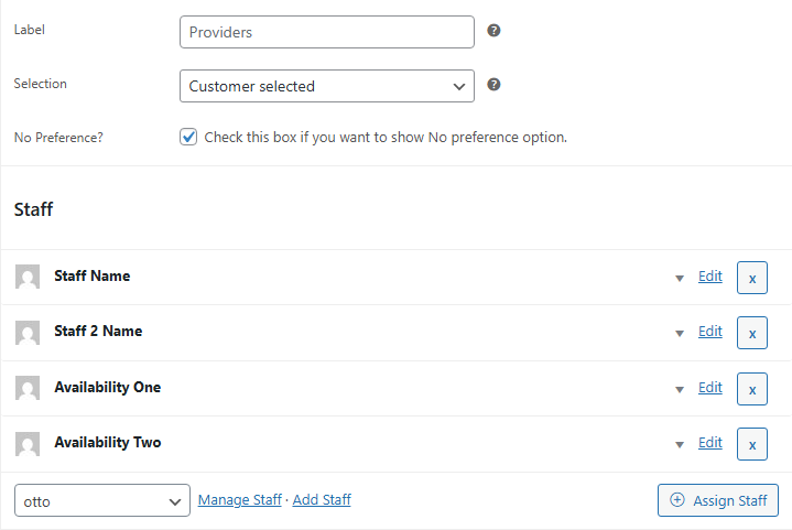 Assigning staff to product