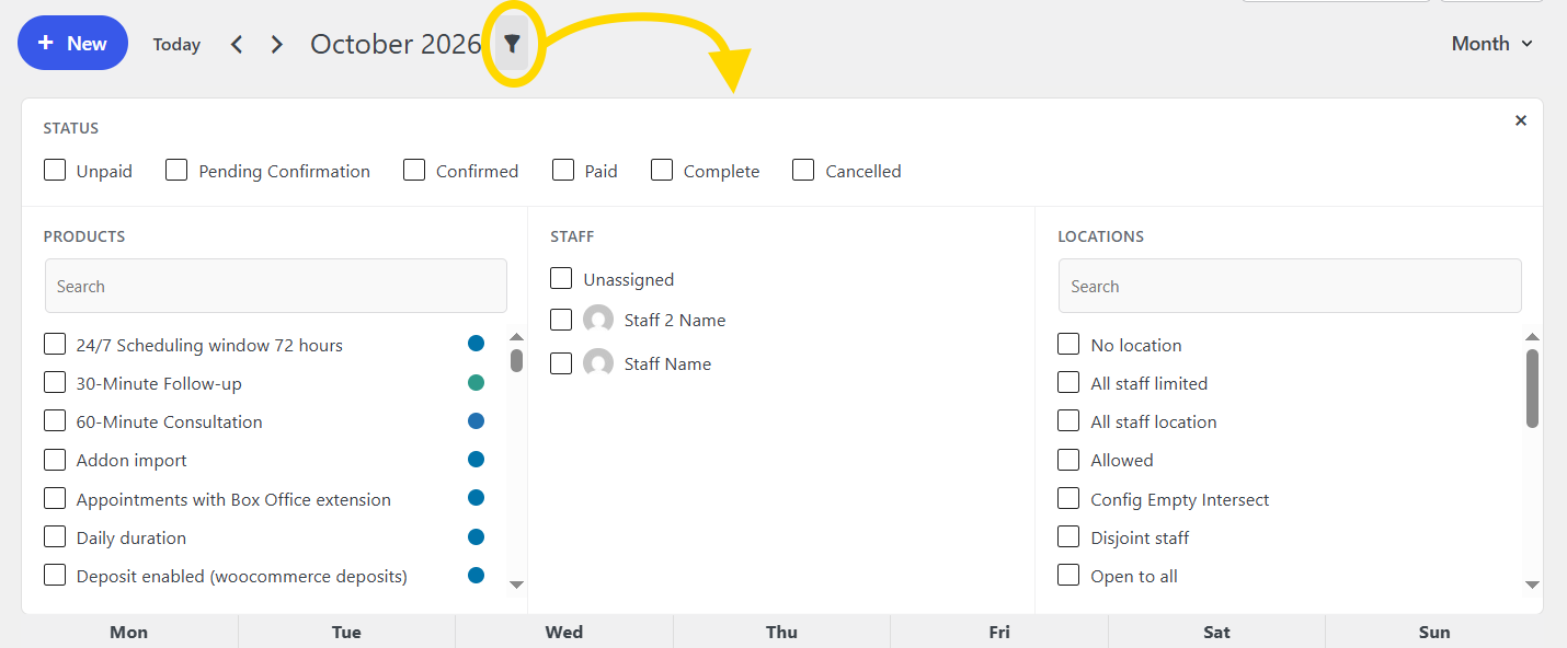 Filter panel