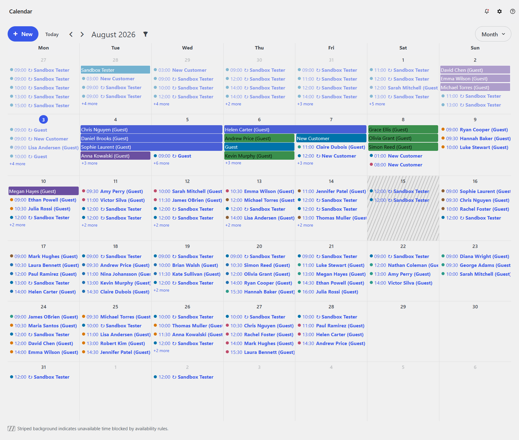 Month calendar