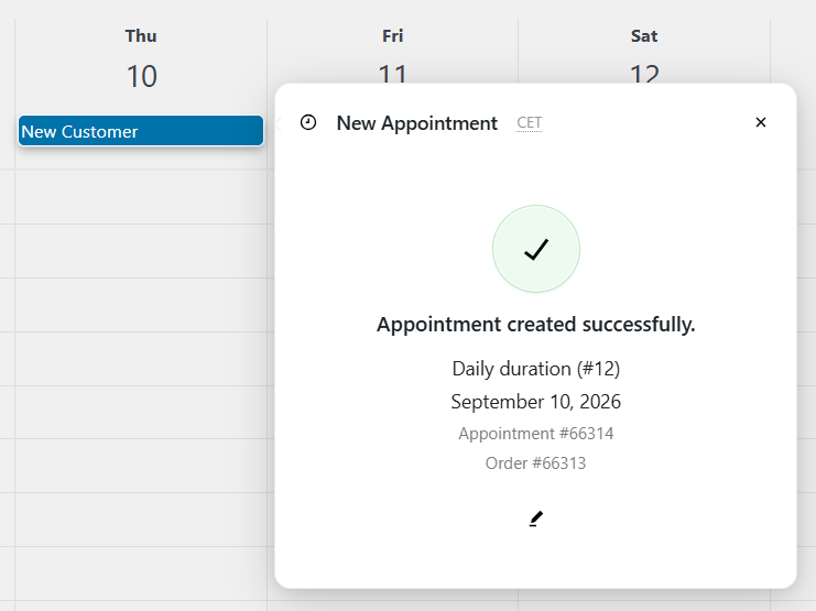 Admin panel — create success