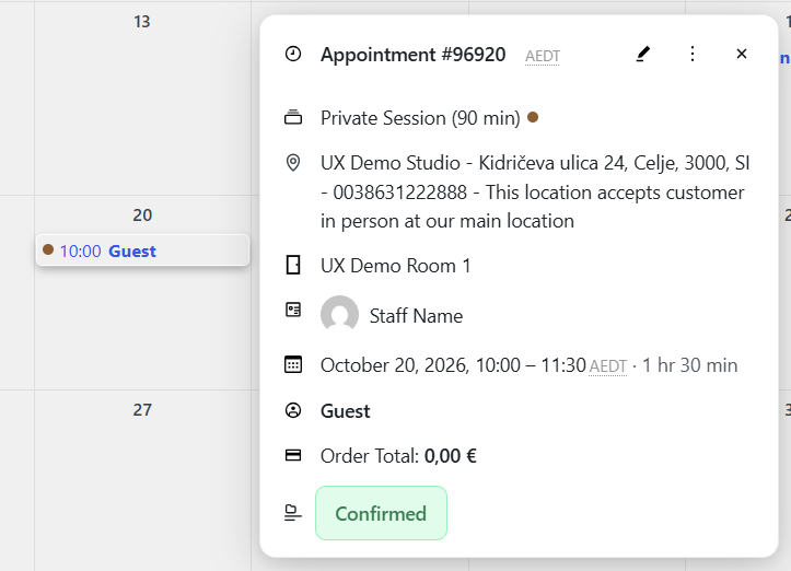 Admin panel - view mode