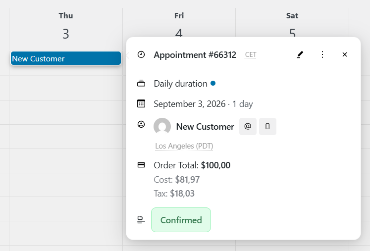 Admin panel — view mode