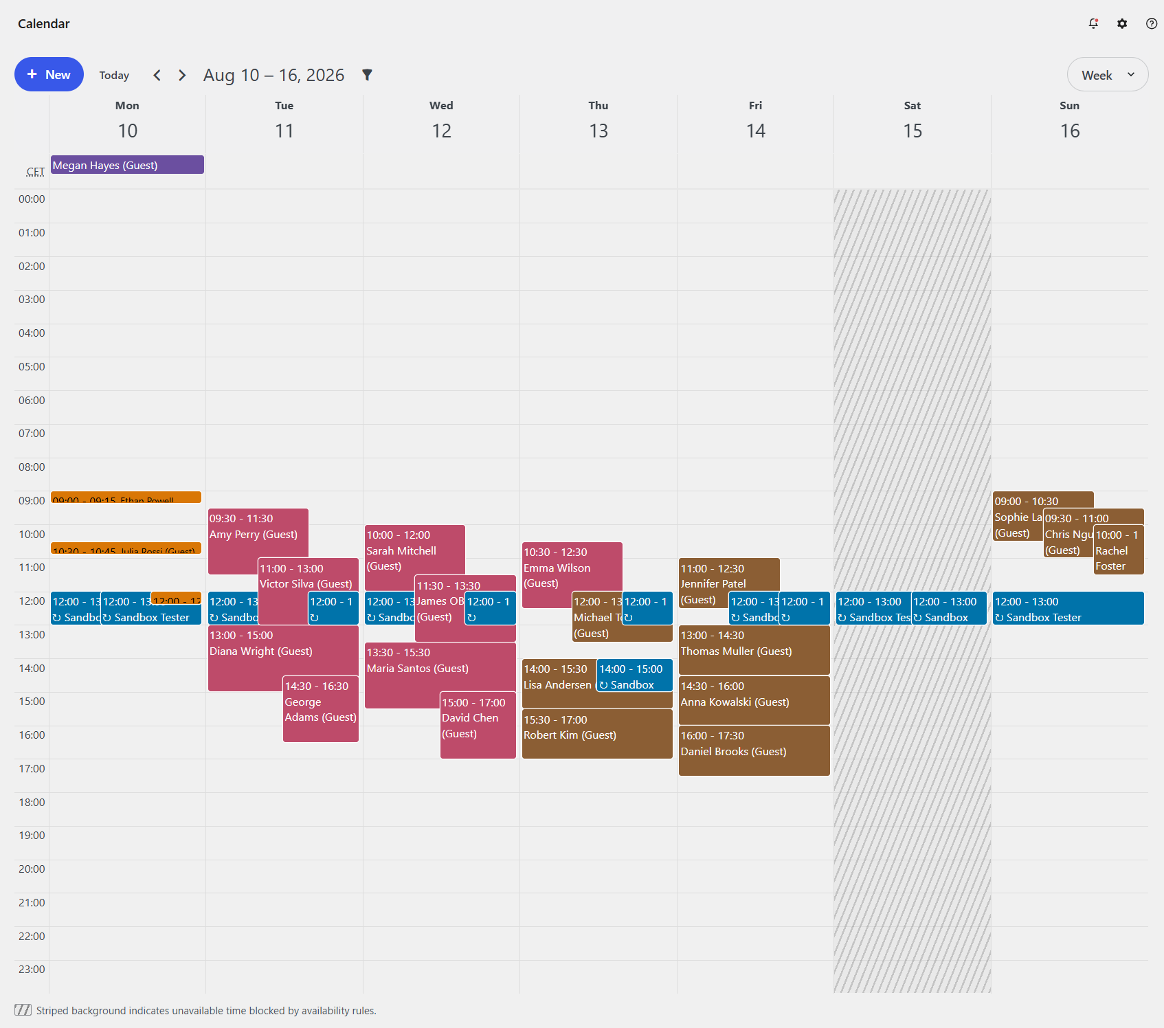 Week calendar