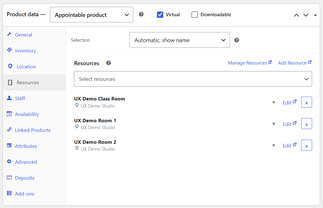 Product Resources tab