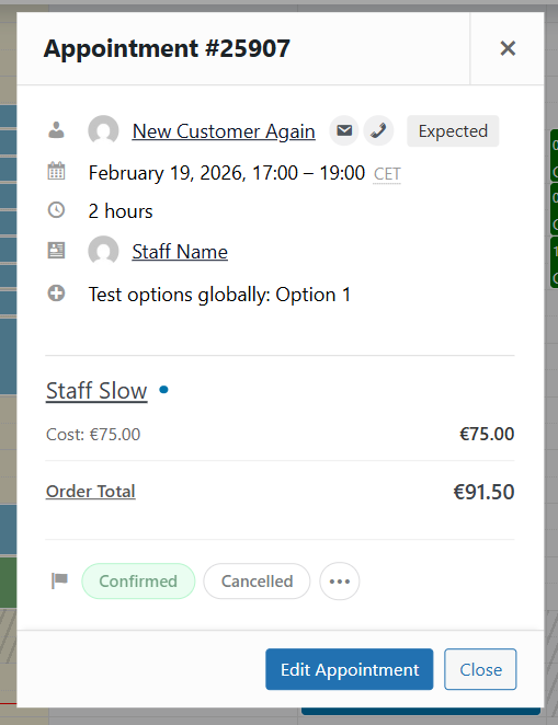 Appointment Modal View